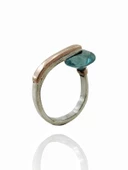 925 Gümüş Özel Tasarım Dönen Aquamarin Otantik El Üretimi Yüzük thumbnail 2