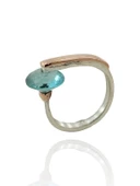 925 Gümüş Özel Tasarım Dönen Aquamarin Otantik El Üretimi Yüzük thumbnail 3