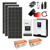 Teknovasyon Arge Güneş Enerjisi Solar Paketi 1kva İnverter 210 watt Güneş Paneli 100 Amper Jel Akü - 1