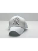 Lacivert New York Yankees Baskılı Şapka Beyaz Tek Ebat - 1