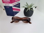 Cat Eye Bayan Oval Güneş Gözlüğü Beyaz Güneş Gözlüğü Kahverengi Tek Ebat - 2