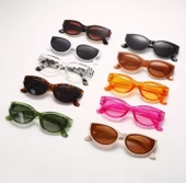 Cat Eye Bayan Oval Güneş Gözlüğü Beyaz Güneş Gözlüğü Kahverengi Tek Ebat - 6