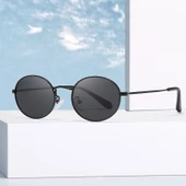 Oval Güneş Gözlüğü Sarı Çerçeve Siyah Cam Unisex Siyah Tek Ebat - 1