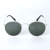 Oval Güneş Gözlüğü Sarı Çerçeve Siyah Cam Unisex Gümüş Tek Ebat - 3