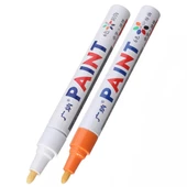 Oto Lastik Yazı Kalemi 2'li Set Beyaz-Turuncu Lastik Boya Kalemi Yazı Renklendirme Kalemi - 1
