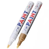 Oto Lastik Yazı Kalemi 2'li Set Beyaz-Altın Lastik Boya Kalemi Yazı Renklendirme Kalemi - 1