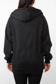 Hipatu 2 İp Şardonlu Fermuarlı Kapşonlu Oversize Sweatshırt Ceket - 4