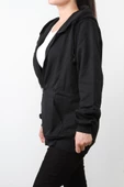 Hipatu 2 İp Şardonlu Fermuarlı Kapşonlu Oversize Sweatshırt Ceket - 7