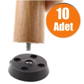 Mobilya Masa Sehpa Ayağı Bağlantı Aparatı Düz Ayak Tabanı Siyah (10 Adet) - 1