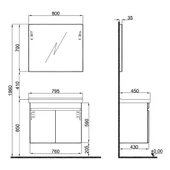 Kale Krea 80Cm Kapaklı Set Modern Cevız (Lavabo+Lavabo Dolabı+Düz Ayna) - 2