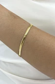 14 Ayar Altın Balık Sırtı Ezme Bileklik 4,5 mm - 1