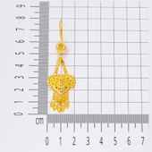 Kalpli Püsküllü Sarkaç Altın Küpe - 3