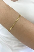14 Ayar Altın Balık Sırtı Ezme Bileklik 2 mm - 1