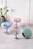 Tilbe Home Pratik İpli El Rondosu 5 Çelik Bıçaklı Büyük Boy Sebze Meyve Et Soğan Doğrayıcı Blender Rende Mavi - 2