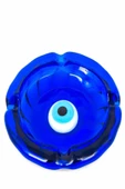 2 Adet Yuvarlak Dekoratif Cam Nazar Boncuklu Kül Tabağı - Küllük 11x11 cm - 2