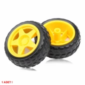 TT Tekerlek 2.5x6,8cm Plastik Sarı Oyuncak Araba Rubber Lastik Robot Tekerlek Akılı Araç Oyuncak thumbnail 3