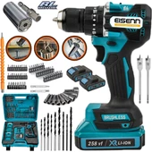 Eisenn Germany Brushless Kömürsüz Bl Motor 258 Vf 20 Ah Çift Akülü Matkap Set Üniversal Soket Hediyeli - 1