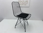 Knsz kafes tel sandalyesi 1 li mazlum syhsiyah çizgili kumaş ofis cafe bahçe mutfak thumbnail 2