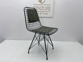 Knsz kafes tel sandalyesi 1 li mazlum syhhaki siyah kumaş sırtminderli ofis cafe bahçe mutfak thumbnail 2