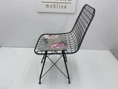 Knsz kafes tel sandalyesi 1 li mazlum syhyaprak gri kumaş ofis cafe bahçe mutfak thumbnail 2