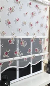 Çift Mekanizmalı Çiçekli Tül Stor ve Ekru Stor Perde ST 045  Ekru 150 x 200 - 1