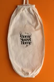 Home Sweet Home Çift Lastikli  Naturel Keten Poşetlik - Mutfak Düzenleyici thumbnail 2