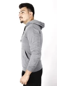 Erkek Füme Invisible Yazılı Kanguru Cep Kapüşonlu Sweatshirt 21ESWTKGVS - 4