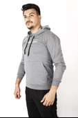 Erkek Füme Invisible Yazılı Kanguru Cep Kapüşonlu Sweatshirt 21ESWTKGVS - 1