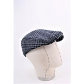 Italyan Kalıp Erkek Şapka Yün London  Kasket Arkası Lastikli  Siyah -gri thumbnail 6