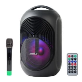 SHİLE SL-2018A EL MİKROFONLU-2 MİK GİRİŞ-2 GİTAR GİRİŞLİ-KUMANDALI USB+SD+BT IŞIKLI ŞARJLI SEYYAR ANFİ - 1