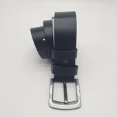 Beyaz Tokalı Sade Kaliteli Deri Siyah Renk Spor Kot Kemeri - 4