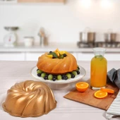 Serenk Fun Cooking Rüzgar Gülü Alüminyum Döküm Granit Kaplama Kek Kalıbı 24 cm Sarı - 5