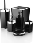 Noble Life Plus 5 Parça Akrilik Metalize Kaplamalı Lüx Banyo Seti Siyah - 1