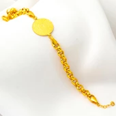 Kalın Doç Altın Zincirli Çeyrekli Bileklik thumbnail 5