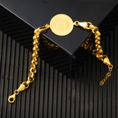 Kalın Doç Altın Zincirli Çeyrekli Bileklik thumbnail 4