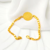 Maraş Pul Zincirli Çeyrek Altınlı Bileklik thumbnail 3