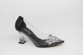 Zerhan Kadın Sivri Burun Şeffaf Kadeh Topuk Siyah Astarlı Taşlı Abiye Ayakkabı CYS2001 thumbnail 10