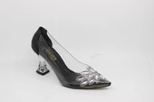 Zerhan Kadın Sivri Burun Şeffaf Kadeh Topuk Siyah Astarlı Taşlı Abiye Ayakkabı CYS2001 thumbnail 1
