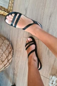 004 4306 Topukla Kadın Hakiki Deri Bodrum Kadın Sandalet - 11