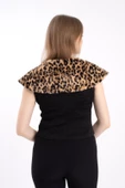Modatalika Kadın Fermuarlı Geniş Yakalı Leopar Desenli Blüz thumbnail 6