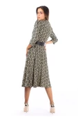 Modatalika Kadın Çiçek Desen Midi Boy Elbise thumbnail 6