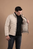 SLİMFİT DİK YAKA FERMUARLI ERKEK PUFFER MONT - 3