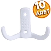 Askı Noktalı Elbise Vestiyer Duvar Askısı Dolap Elbise Askılığı Beyaz Metal Askı (10 ADET) - 3