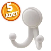 Karataş Askılık Vestiyer Duvar Askısı Dolap Elbise Askılığı Sert Plastik Beyaz (5 ADET) - 1