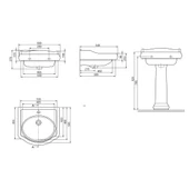 Turkuaz Cerastyle 1837 Etajerli Banyo Lavabo ve Ayak 60x54 cm - 4