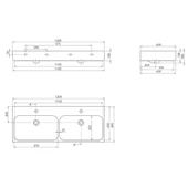 Turkuaz Cerastyle Pinto Etajer Uyumlu Banyo Çift Lavabo 120*47 cm - 3