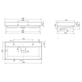 Turkuaz Cerastyle Sharp Etajer Uyumlu Lavabo Damlalıklı 100 48 cm (Çift Batarya Delikli) - 2