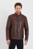 Fındık Renk Şişme Model Erkek Spor Deri Mont - 10