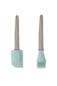 Bakglad Silikon Spatula + Yumurta Hamur Pasta Fırçası Bej Mavi 26 Cm - 1