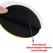 Pasta Cila Polisaj Süngeri 115 mm Cırt Tabanlı Kuzu Postu Yünü Pedi Keçesi Parlatma - 2